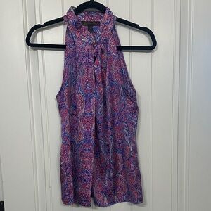 Paisley Silk Halter Neck Women’s Top - Pink, Blue, Red and touch of black